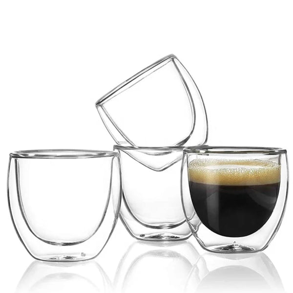 250 ml double wall glass cup without handle