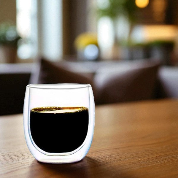 250 ml double wall glass cup without handle
