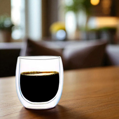 250 ml double wall glass cup without handle