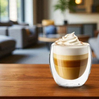 250 ml double wall glass cup without handle