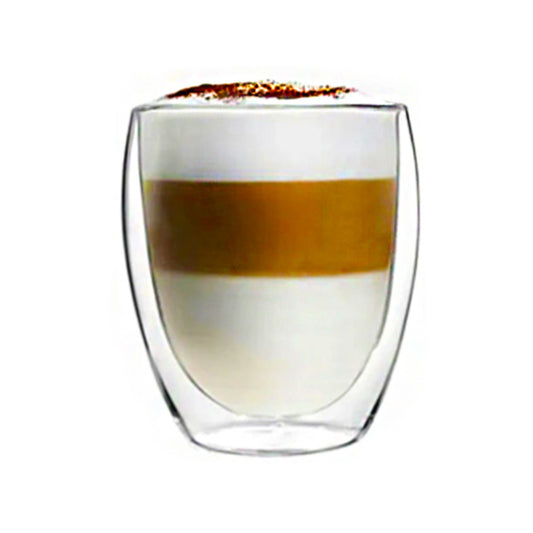 350 ml double wall glass cup without handle