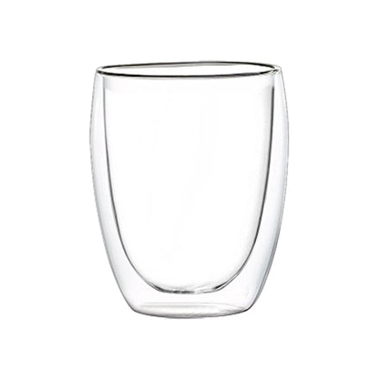 350 ml double wall glass cup without handle