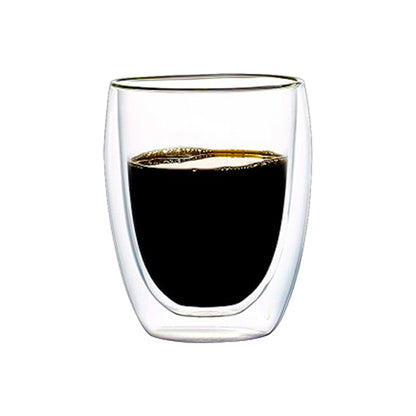 350 ml double wall glass cup without handle