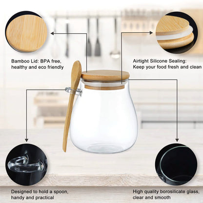 glass jar with bamboo lid & spoon