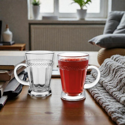 Elegant 170ml glass round base tea cup 6pcs set