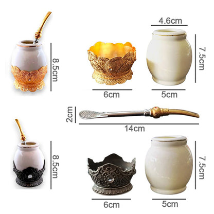Deluxe Ceramic Mate cup with metal base & Brazilian Straw