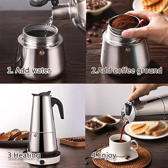 Stainless Steel Moka coffee pot stovetop espresso maker