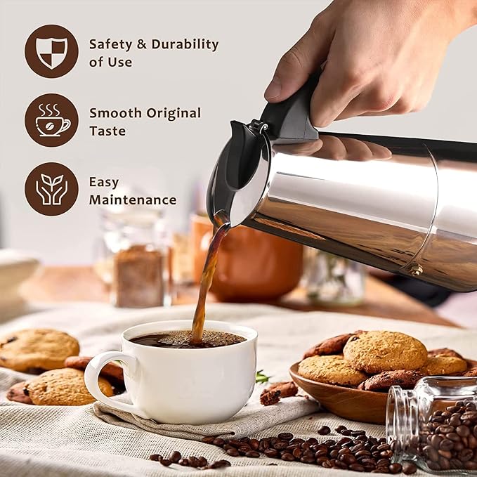 Stainless Steel Moka coffee pot stovetop espresso maker