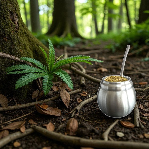 Yerba mate cup stainless steel belly double wall & straw