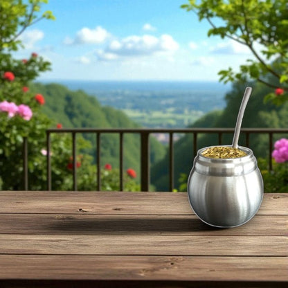 Yerba mate cup stainless steel belly double wall & straw