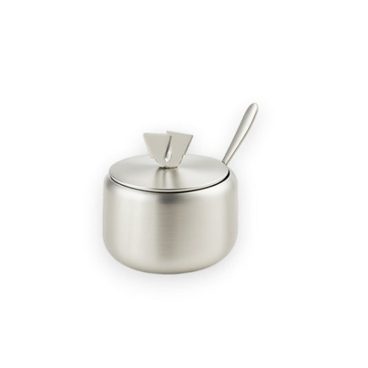 Stainless steel sugar bowl with lid & spoon