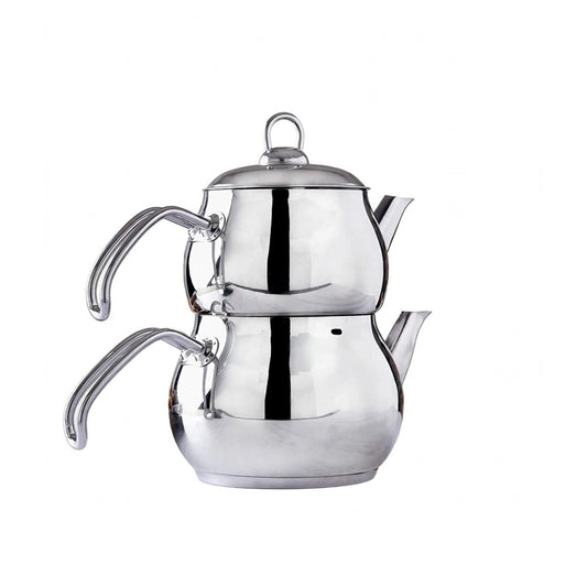 High Quality stainless steel 304 double stacked turkish teapot set- Large