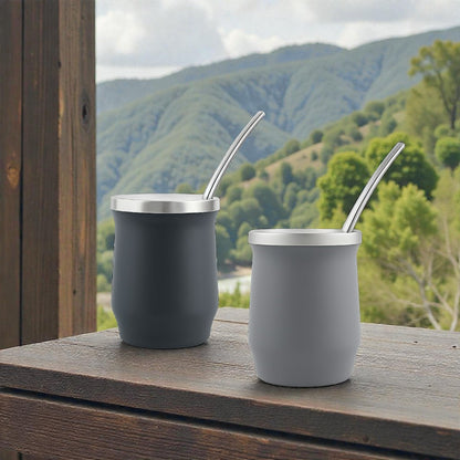 180ml yerba mate colored double wall stainless steel + straw