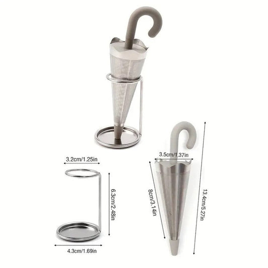 Stainless steel & silicone umbrella shape tea infuser with stand - Cash on Delivery Lebanon