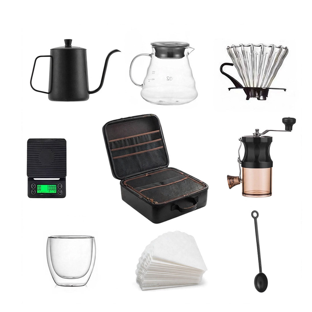 V60 Coffee Travel Kit - 9 Piece Pour Over Set with Travel Case
