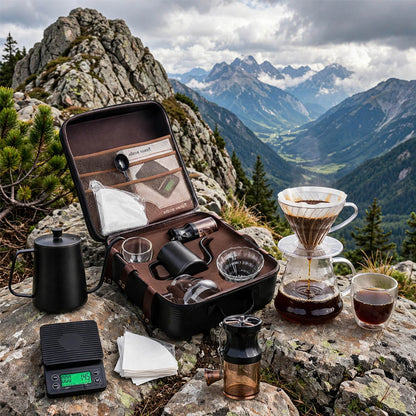 V60 Coffee Travel Kit - 9 Piece Pour Over Set with Travel Case