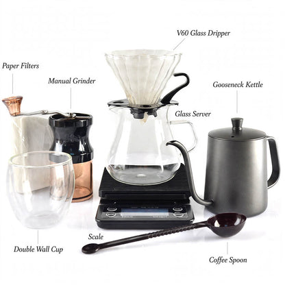 V60 Coffee Travel Kit - 9 Piece Pour Over Set with Travel Case