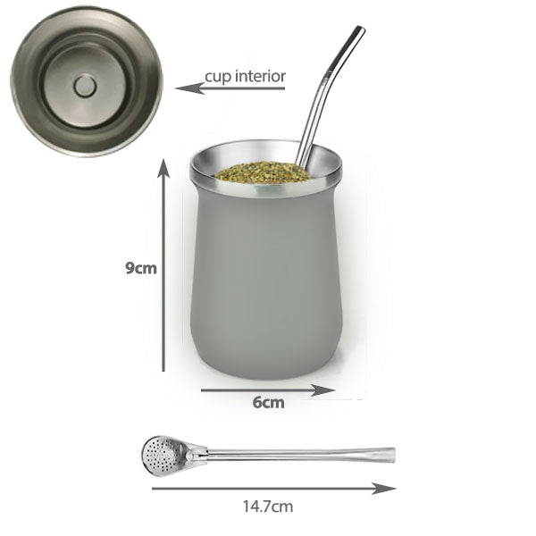 yerba mate colored double wall stainless steel + straw
